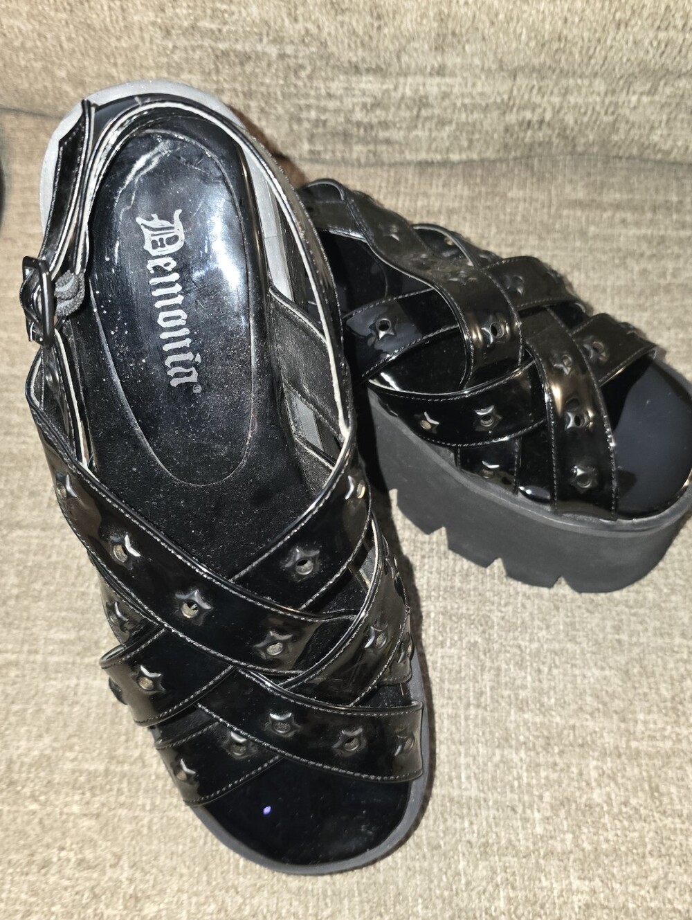 DEMONIA Ashes-12 Platform Chunky Sandals Size 11 Goth